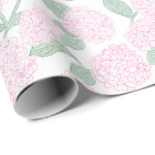 Papier Cadeau Pink and Green Hydrangea Floral (Coin rond)