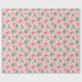 Papier Cadeau Pink and red ribbon and green sprig (Plat)