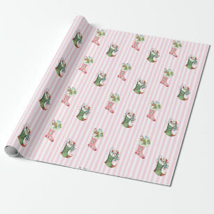 Papier Cadeau Pink and Sage Green Vintage Cadeau de Noël envelop