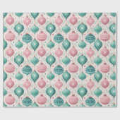 Papier Cadeau Pink and Teal Bauble Ornament Christmas (Plat)