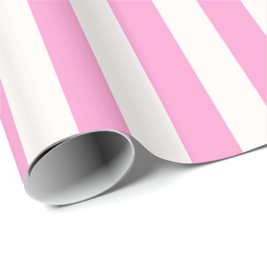 Papier Cadeau Pink and White Extra Large Stripe (Coin rond)