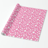 Papier Cadeau Pink and White Hearts Wrapping Paper  (Déroulé)