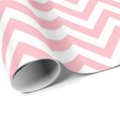 Papier Cadeau Pink and White Large Chevron Zig Zag (Coin rond)