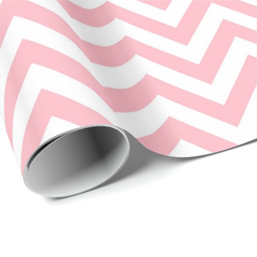 Papier Cadeau Pink and White Large Chevron Zig Zag (Coin rond)