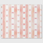 Papier Cadeau Pink and White Stripe - Coeurs, Rose, Empreinte de (Plat)