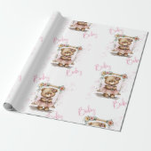 Papier Cadeau Pink Baby Script Teddy Bear Baby shower (Déroulé)