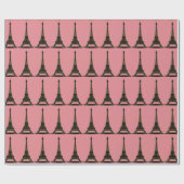Papier Cadeau Pink & Black Thème Tour Eiffel Papier enveloppant (Plat)