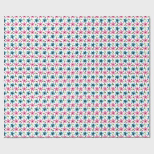 Papier Cadeau Pink & Blue Floral Seamless Pattern (Plat)