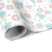 Papier Cadeau Pink Blue Pastel Vacances Motif Élégant Noël (Coin rond)