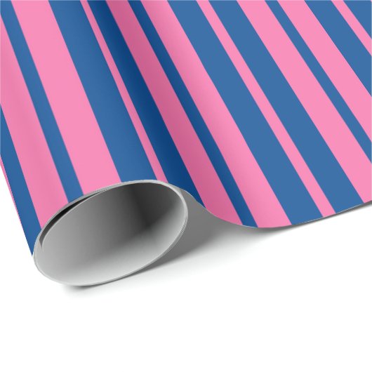 Papier Cadeau Pink Blue Stylish Stripes Pattern Design  (Coin rond)