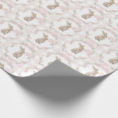 Papier Cadeau Pink Bow Bunny Rabbit Gingham Girl Birthday (Coin)