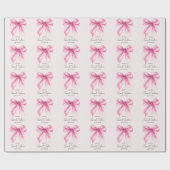Papier Cadeau Pink Bow Coquette Script Sweet 16 Party Blush  (Plat)
