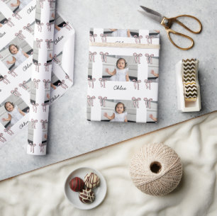 Papier Cadeau Pink Bow Doodle Baby Girl