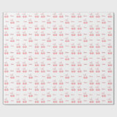 Papier Cadeau Pink Bow et Cherry Personnalisé Nom de la fille (Plat)