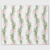 Papier Cadeau Pink Bow Winter Green Wrapping Paper (Plat)