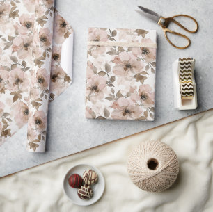 Papier Cadeau Pink Brown Cowgirl Southwestern Floral