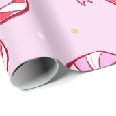 Papier Cadeau Pink Candy Cane Christmas (Coin rond)