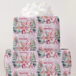 Papier Cadeau Pink Christmas Snowman ajouter Nom de la fille<br><div class="desc">Pink Christmas Snowman ajouter Girl's Name Wrapping Papier</div>