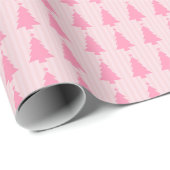 Papier Cadeau Pink Christmas Trees - Modern Holiday Pattern (Coin rond)