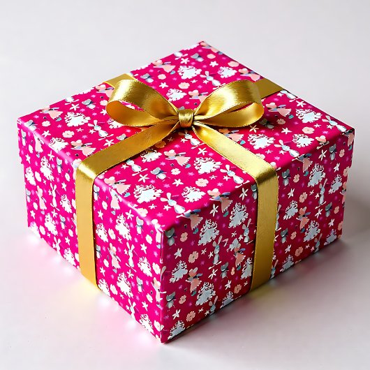 Papier Cadeau Pink clair 🎄 Pastel motif de Noël