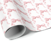 Papier Cadeau Pink Coquette Bow Birthday Party  (Coin rond)