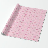 Papier Cadeau Pink Coquette Bow Checboard (Déroulé)