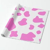 Papier Cadeau Pink cow spots pattern, animal fur print in pastel (Déroulé)