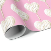 Papier Cadeau Pink Cream Heart on Stick Birthday (Coin rond)