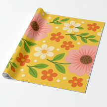 Pink, cream & Orange Flowers with Green Leaves