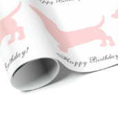 Papier Cadeau Pink Dachshund (Coin rond)