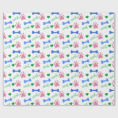 Papier Cadeau Pink Dog Paws Blue Bones Green Hearts Woof Pattern (Plat)