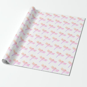 Papier Cadeau Pink Dragonfly Pastel Kids mignonne Motif Baby Gir