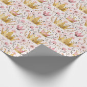 Papier Cadeau Pink et or princesse Couronne modèle floral (Coin)