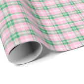 Papier Cadeau Pink et vert preppy Plaid (Coin rond)