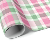 Papier Cadeau Pink et vert preppy Plaid (Coin rond)
