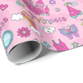 Papier Cadeau Pink Fairytale Princess (Coin rond)