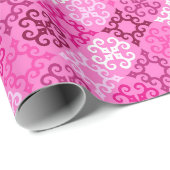 Papier Cadeau Pink Filigree Diamond Pattern  (Coin rond)