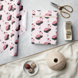 Papier Cadeau Pink Flamingo Pattern Animal Graduation