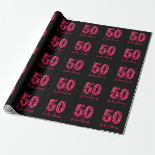 Papier Cadeau Pink Floral 50 et Fabulous 50th Birthday Party