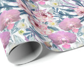 Papier Cadeau Pink flowers and orchid. (Coin rond)