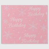 Papier Cadeau Pink Frozen snowflake Birthday Wrapping Paper (Plat)