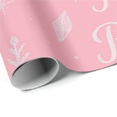 Papier Cadeau Pink Frozen snowflake Birthday Wrapping Paper (Coin rond)
