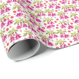 Papier Cadeau Pink Fuchsia Floral Pattern – Retro Botanical