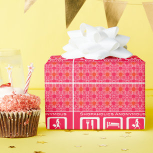 Papier Cadeau Pink Funny Shopaholic Eat Sleep Shop Award