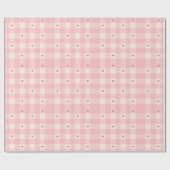 Papier Cadeau Pink Gingham Hearts Valentine Wrapping Paper (Plat)