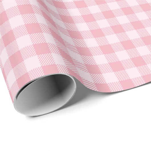 Papier Cadeau Pink Gingham Pattern Girly Check Plaid Checkered (Coin rond)