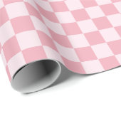 Papier Cadeau Pink Girly Checker Checkerboard Checkered Retro (Coin rond)