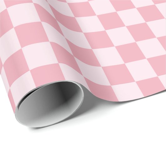 Papier Cadeau Pink Girly Checker Checkerboard Checkered Retro (Coin rond)