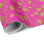 Papier Cadeau Pink & gold floral wrapping paper (Coin rond)