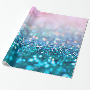 Papier Cadeau Pink Gradient Bleu Turquoise Parkle Parties scinti
